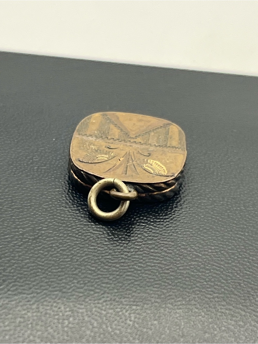 SKM & Co Victorian gold tone square locket pocket watch fob engraved DAMAGED - Picture 4 of 15